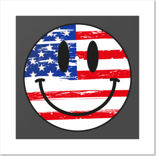 Acid House Smiley USA Flag Posters and Art